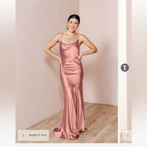 REVELRY KIMORA SATIN DRESS IN DESERT ROSE